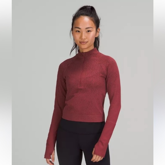 lululemon athletica Tops - Lululemon EUC Rest Less Cropped 1/2 Zip Dusty Rose